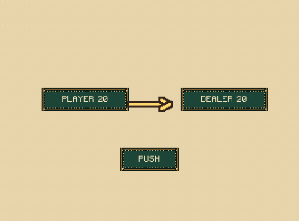 Push: A tie with the dealer returns the wager. Dealer and player naturals push against each other.