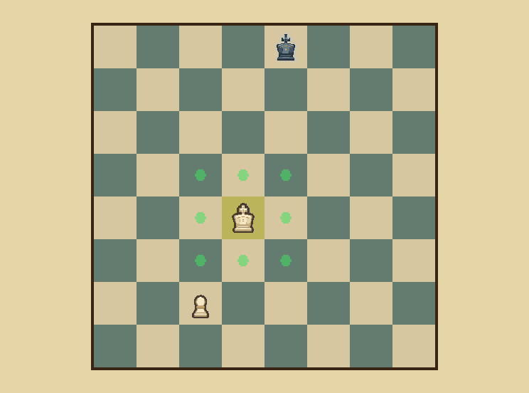 King: The king takes one small step in any direction.