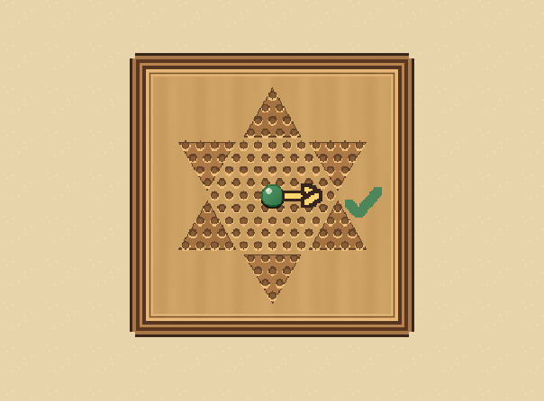 One step: Move one marble to an empty neighbouring hole. The board has six directions, not four.