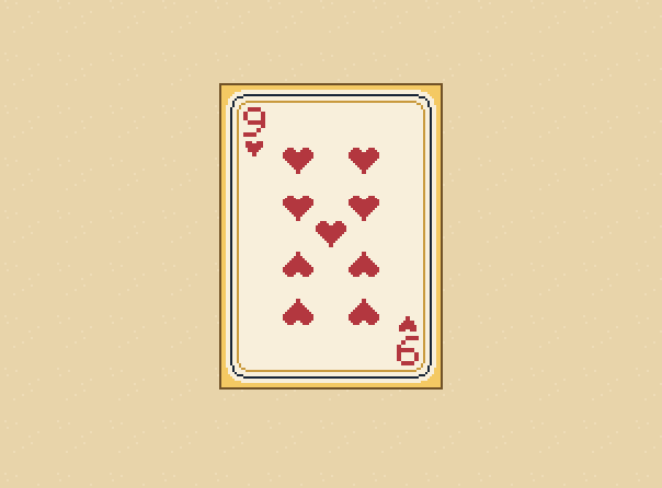 Play: nine of hearts: Another heart matches, even with a different number.