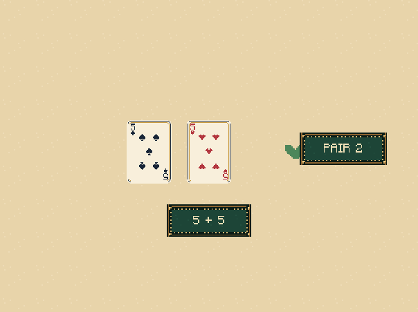 Pair: A matching rank beside the last card scores two.