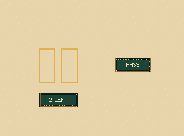 Leave two: The last two stock tiles stay hidden. Pass only when you cannot play or draw.
