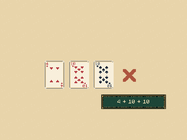 Loose: Loose cards count by rank; face cards count ten.