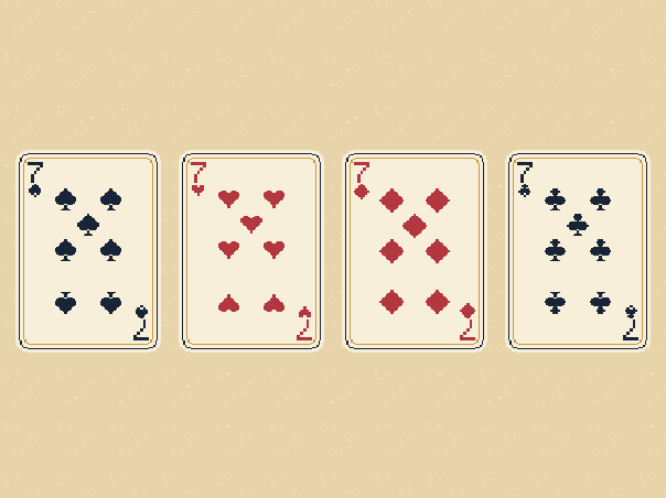 A book of sevens: One seven from each suit makes one book.