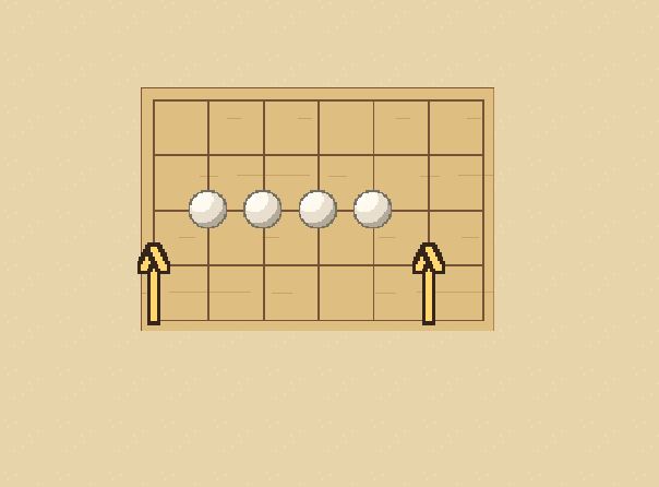 Two open ends: An open four threatens both ends. Blocking one leaves the other winning move.