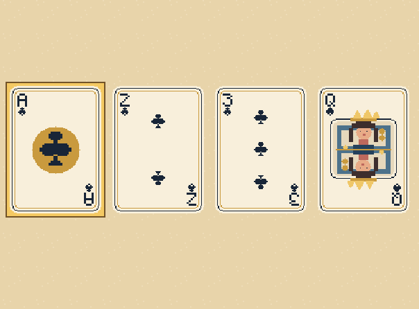Clubs led; ace is highest: The ace of clubs wins these four cards. Other suits cannot win.