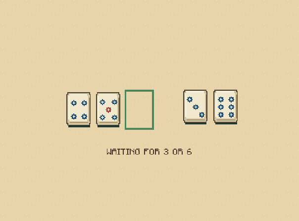 One tile away: With a closed hand, select a discard that leaves you one tile from winning. Choose Riichi.