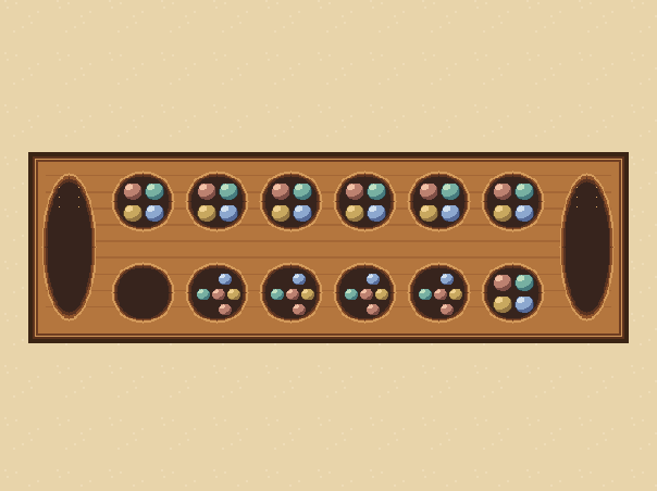 Four stones dropped: One stone went into each of the next four pockets.