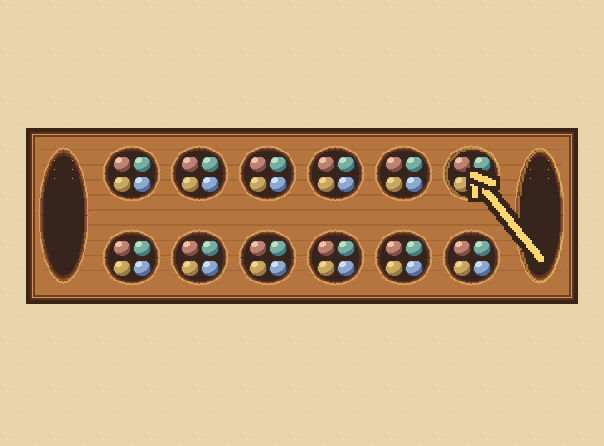 Your big pocket counts: Drop one in your big pocket, then go left along the top row.
