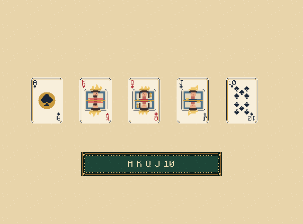 Use exactly five: Here your ace and king join the table's queen, jack and ten. Together they make a straight.