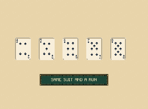 Straight flush: Five ranks in a row, all one suit, beat everything else. A-king-queen-jack-ten is the highest one.