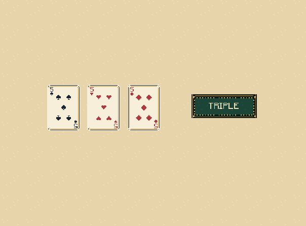 Match the count: Play a single, pair, triple, or four of a kind. The next play must match the count and beat the rank.