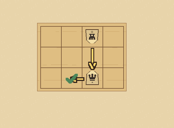 Escape the threat: Move your king, capture the attacker or block its path. The game only offers safe moves.